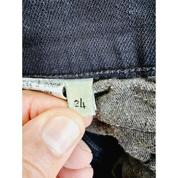 Rag & Bone Size 24X28 Women Black High Rise Skinny Embroidered Pocket Logo Jeans - Picture 6 of 16